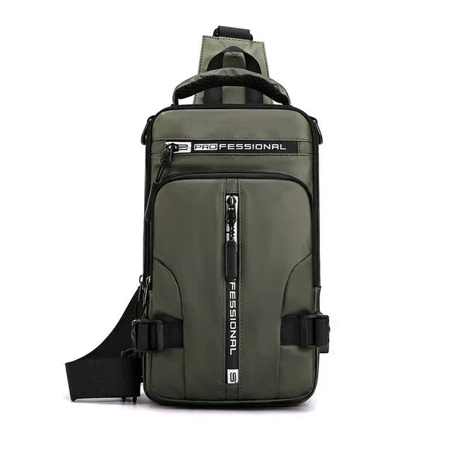 Sacoche bandoulière pour homme imperméable, anti-vol, avec port de charge USB