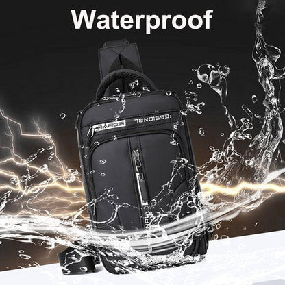 Sacoche bandoulière pour homme imperméable, anti-vol, avec port de charge USB