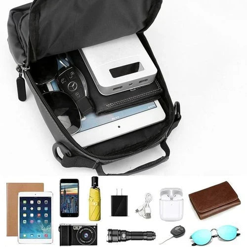 Sacoche bandoulière pour homme imperméable, anti-vol, avec port de charge USB