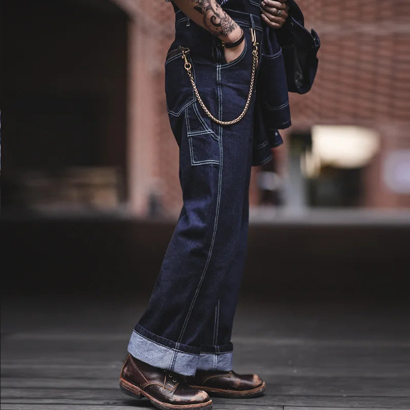 Salopette en jean indigo | confort et durabilité pour homme