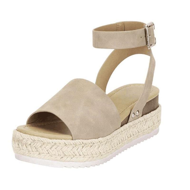 Sandales à semelle compensée en jute pour femme - chaussures à plateforme élégantes
