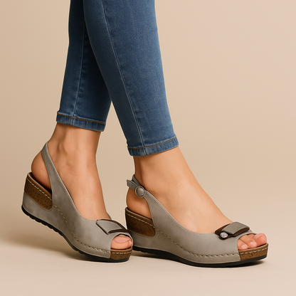 Sandales compensées femme à bride arrière à bout ouvert