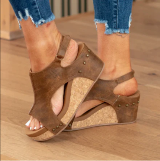 Sandales compensées orthopédiques élégantes et confortables pour femme