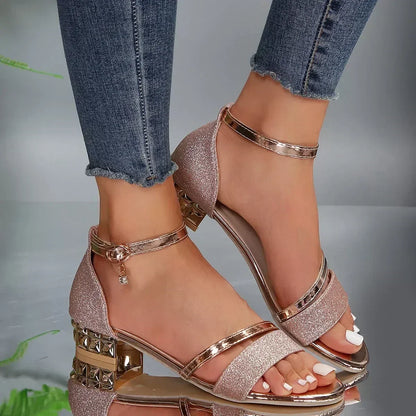 Sandales orthopédiques à brides à paillettes pour femme