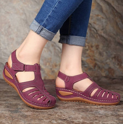 Sandales orthopédiques rétro en cuir