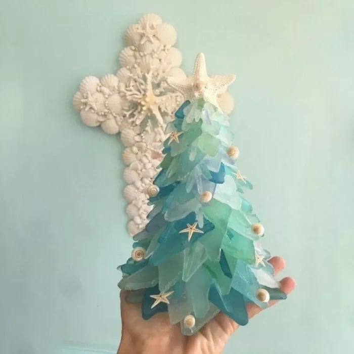Sapin de Noël en verre de mer