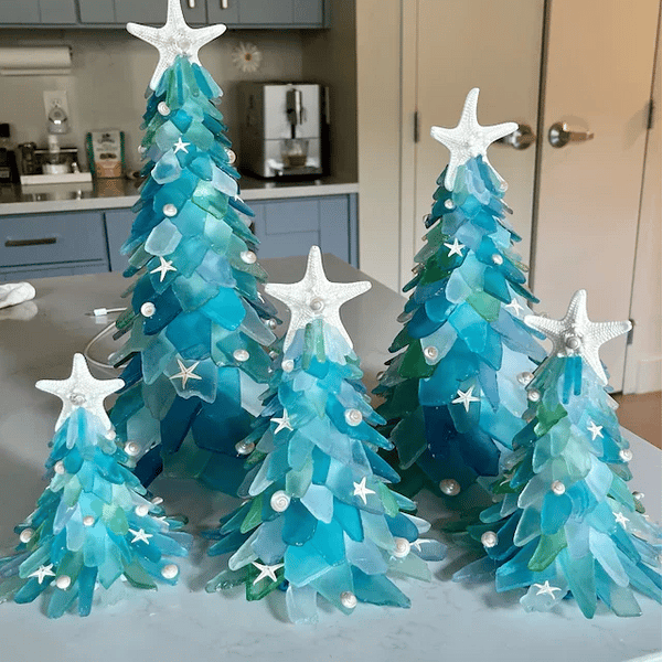 Sapin de Noël en verre de mer