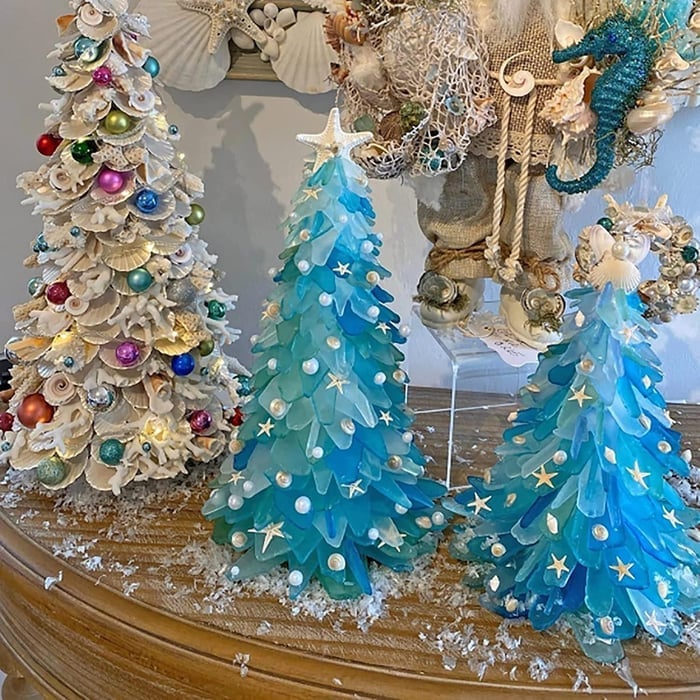 Sapin de Noël en verre de mer