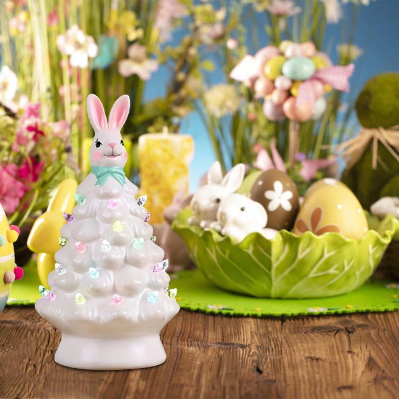 Sapin de Noël lapin rose