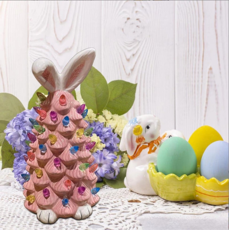 Sapin de Noël lapin rose