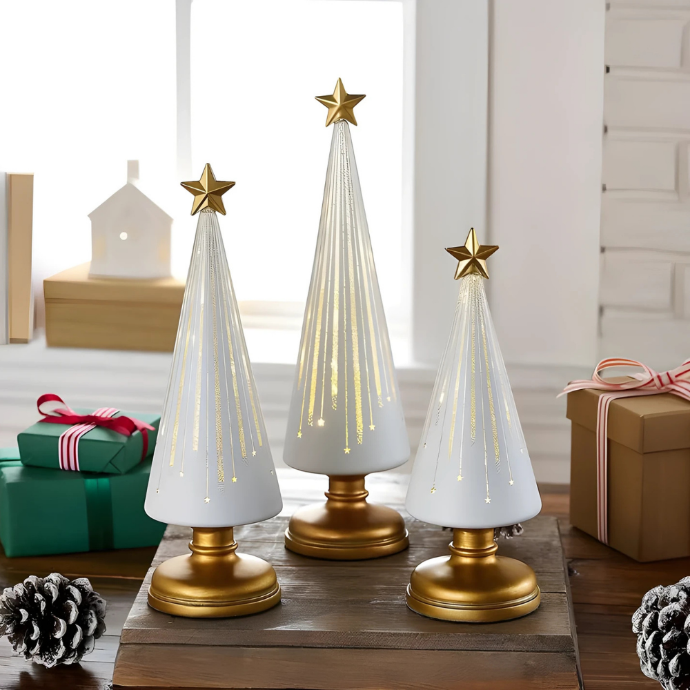 Sapins de Noël à LED en verre brillant