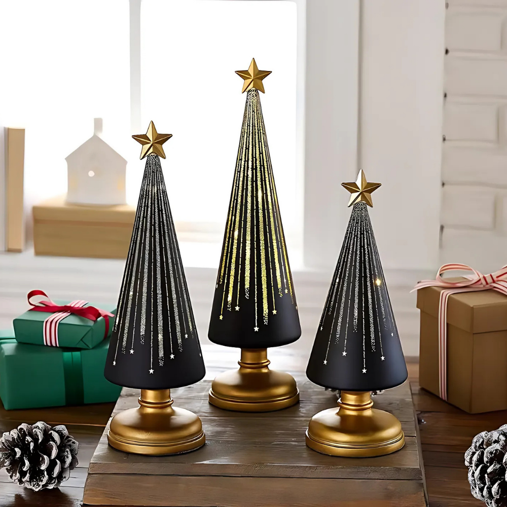 Sapins de Noël à LED en verre brillant