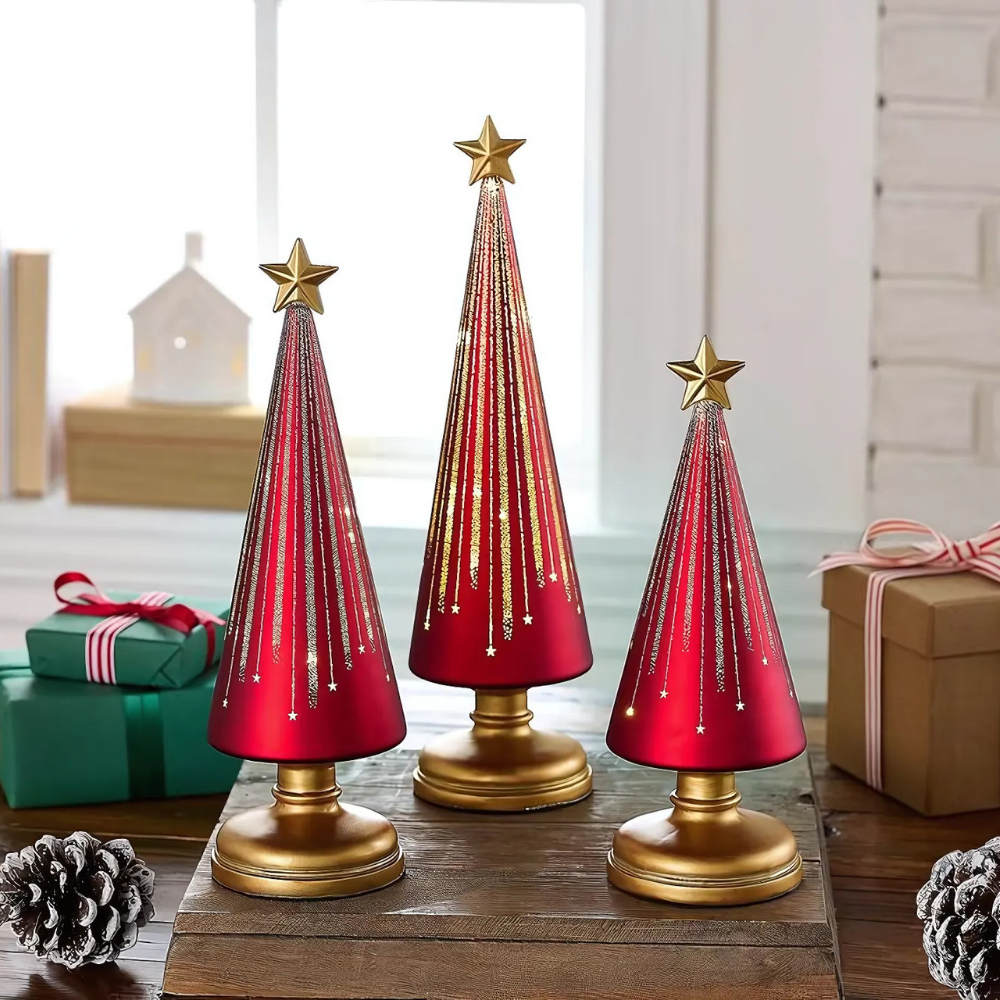 Sapins de Noël à LED en verre brillant