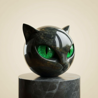 Sculpture artistique envoûtante de tête de chat noire