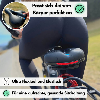 Selle de vélo CloudComfort Pro | mousse à mémoire de forme soulageant la pression | noire