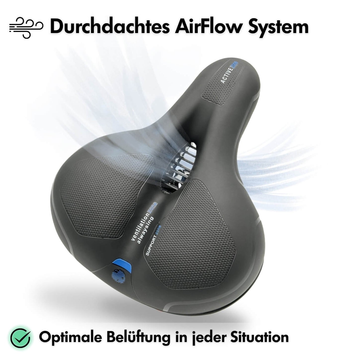 Selle de vélo CloudComfort Pro | mousse à mémoire de forme soulageant la pression | noire