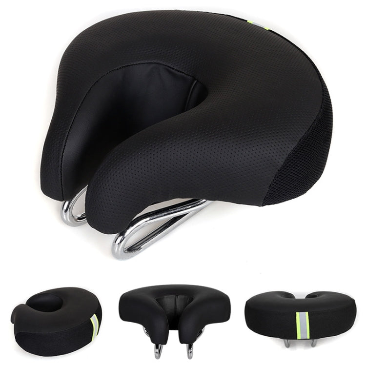 Selle de vélo sans bec pour VTT, rembourrage épais et doux (noir)