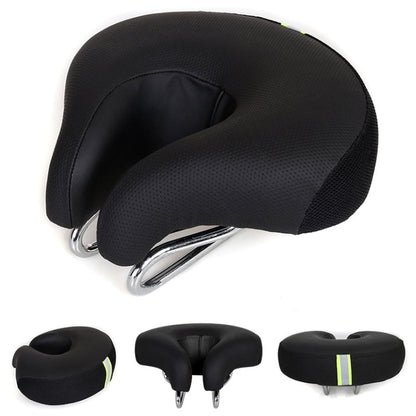 Selle de vélo sans bec pour VTT, rembourrage épais et doux (noir)