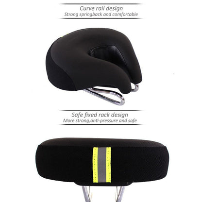 Selle de vélo sans bec pour VTT, rembourrage épais et doux (noir)