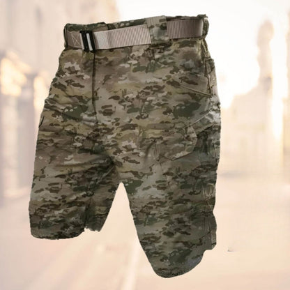 Short cargo pour homme avec ceinture, longueur au genou
