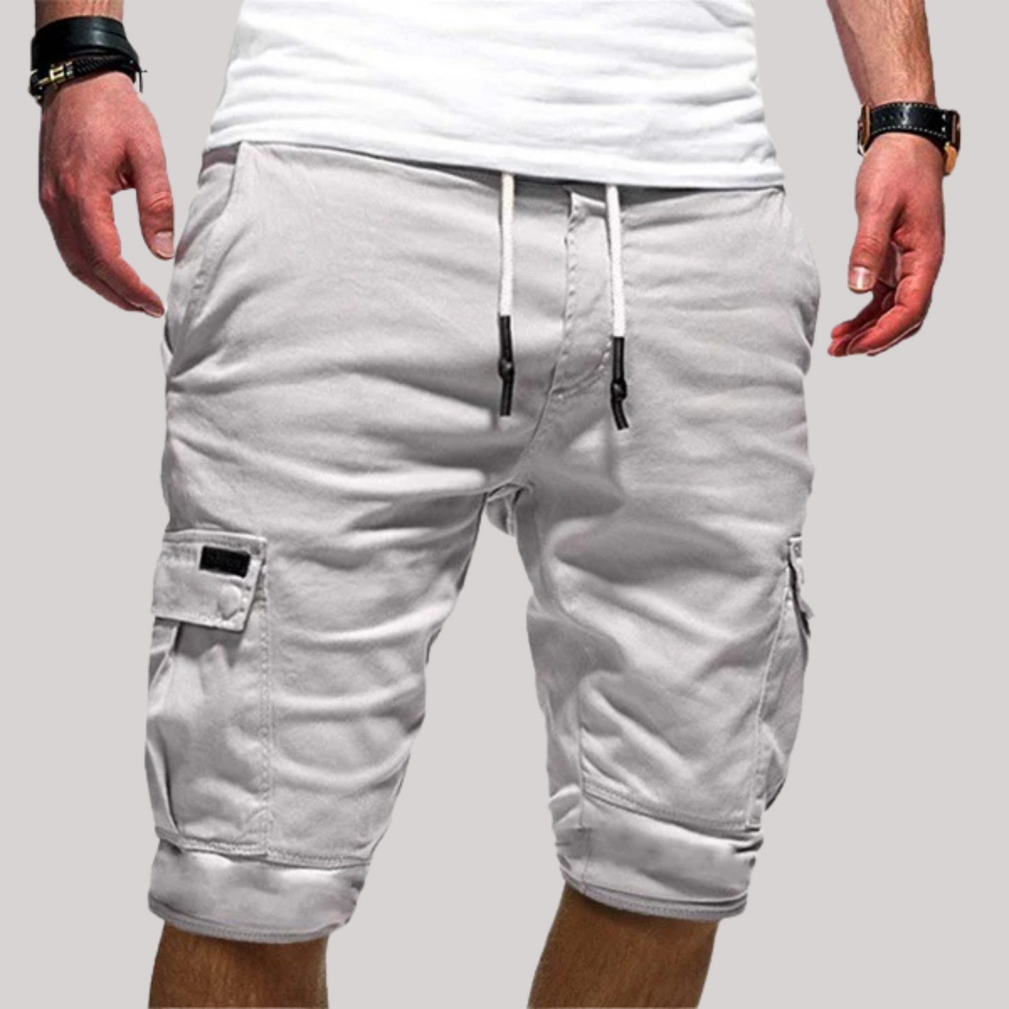 Short cargo pour homme longueur au genou à cordon de serrage