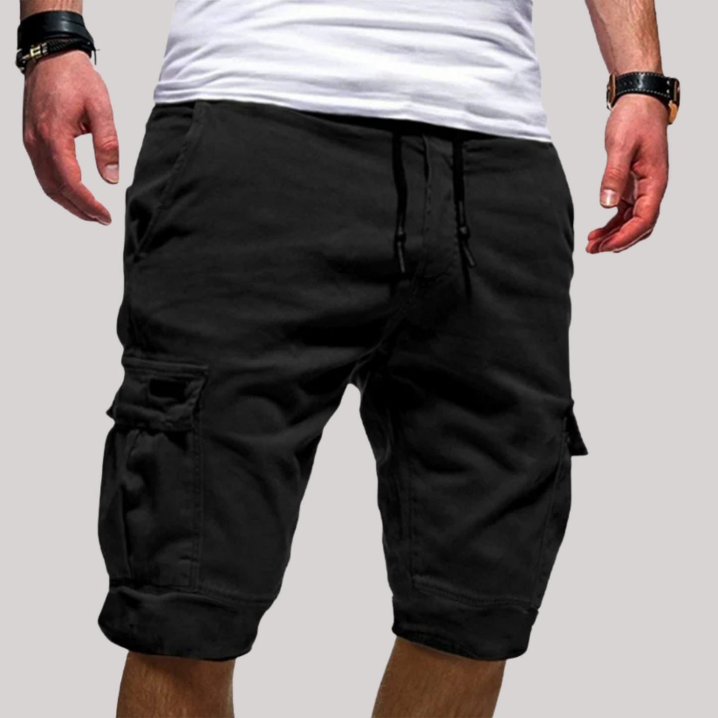 Short cargo pour homme longueur au genou à cordon de serrage