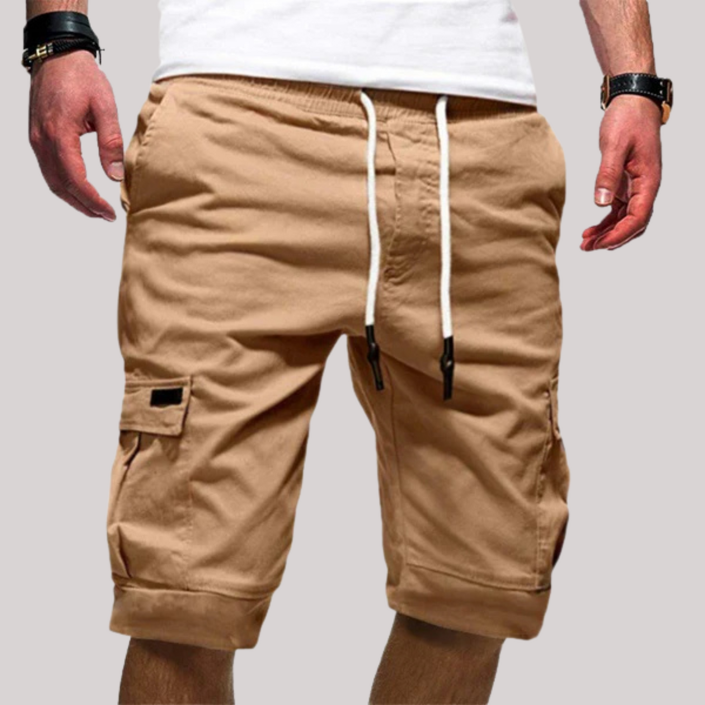 Short cargo pour homme longueur au genou à cordon de serrage