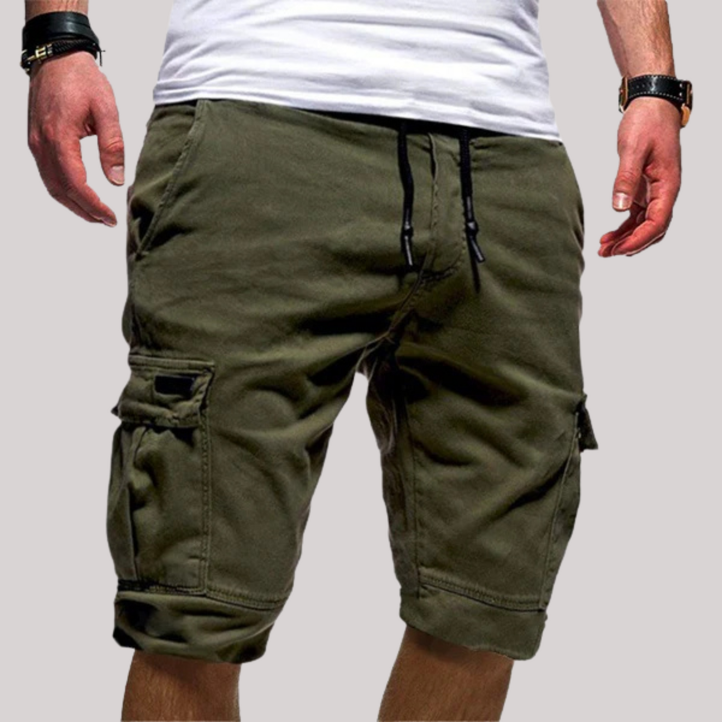 Short cargo pour homme longueur au genou à cordon de serrage