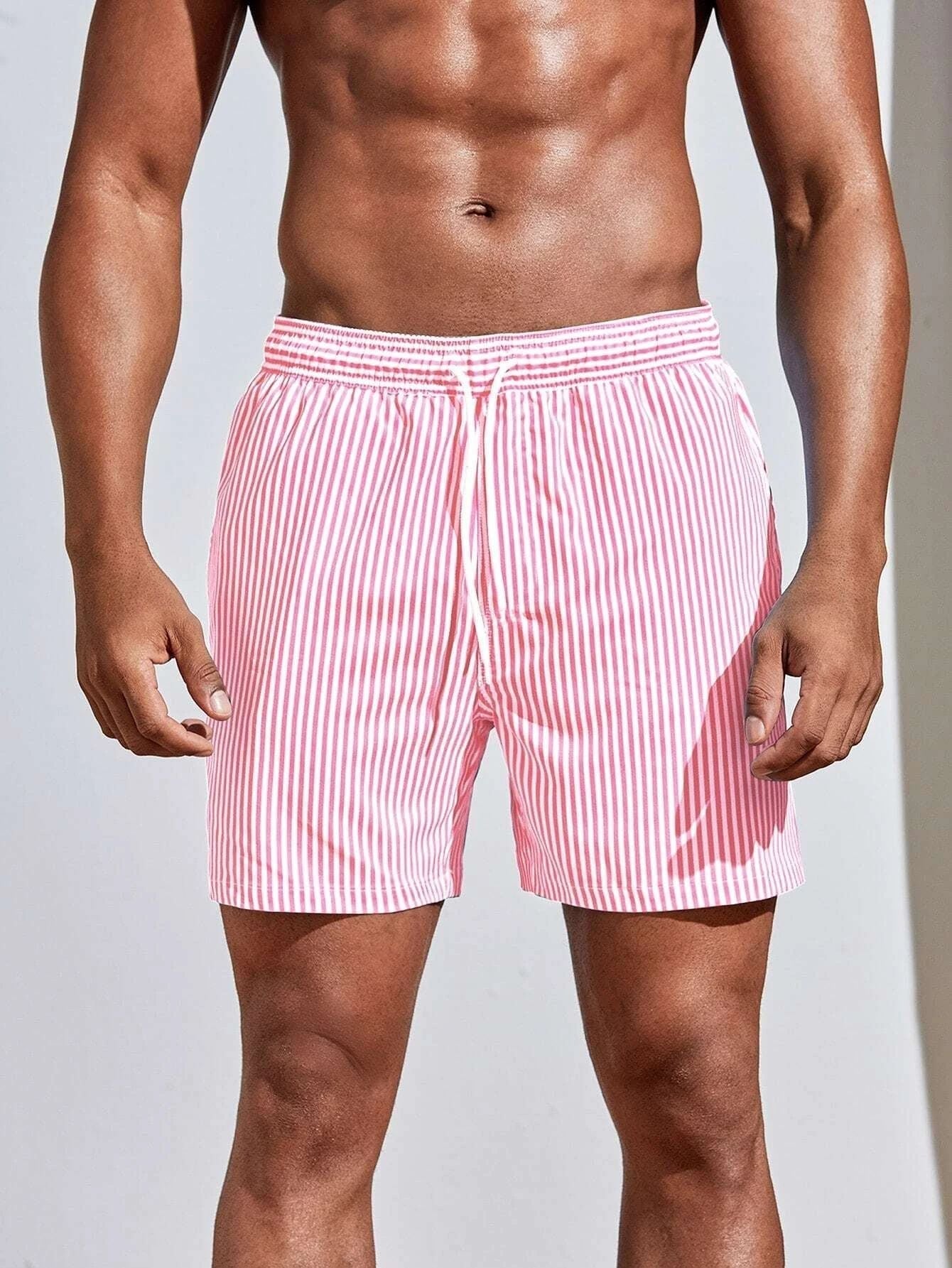 Short de bain sportif à rayures pour homme