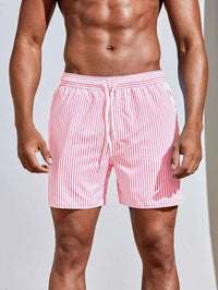 Short de bain sportif à rayures pour homme