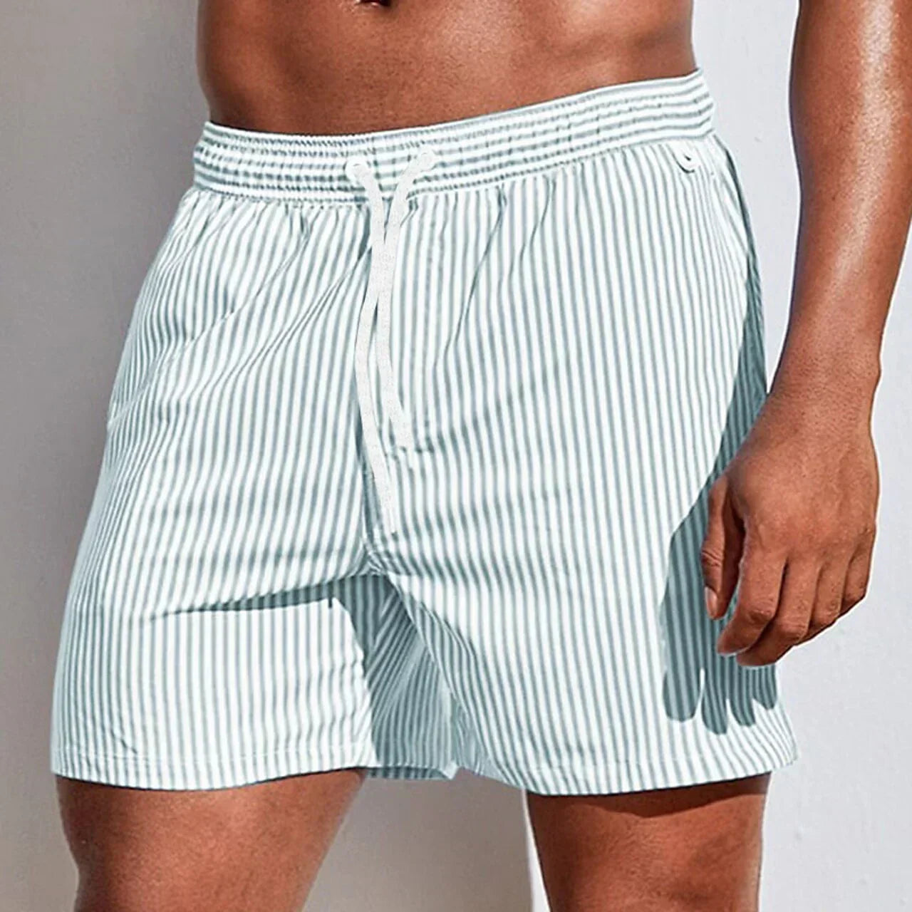 Short de bain sportif à rayures pour homme