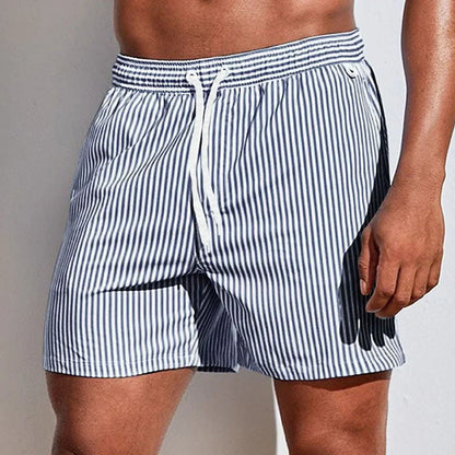Short de bain sportif à rayures pour homme