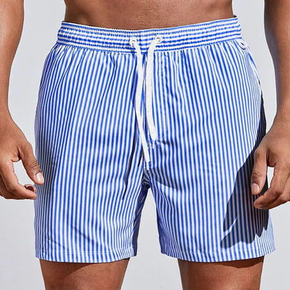 Short de bain sportif à rayures pour homme
