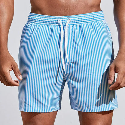 Short de bain sportif à rayures pour homme