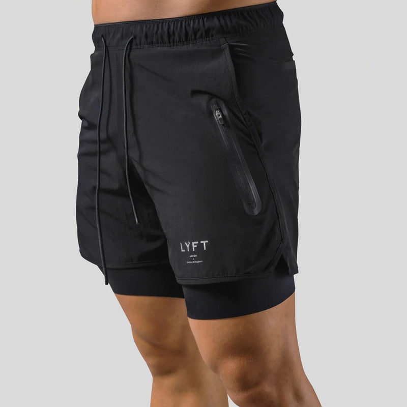Short de sport à double couche pour homme