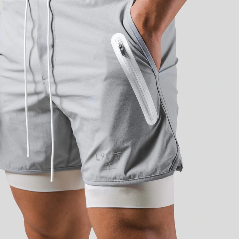 Short de sport à double couche pour homme