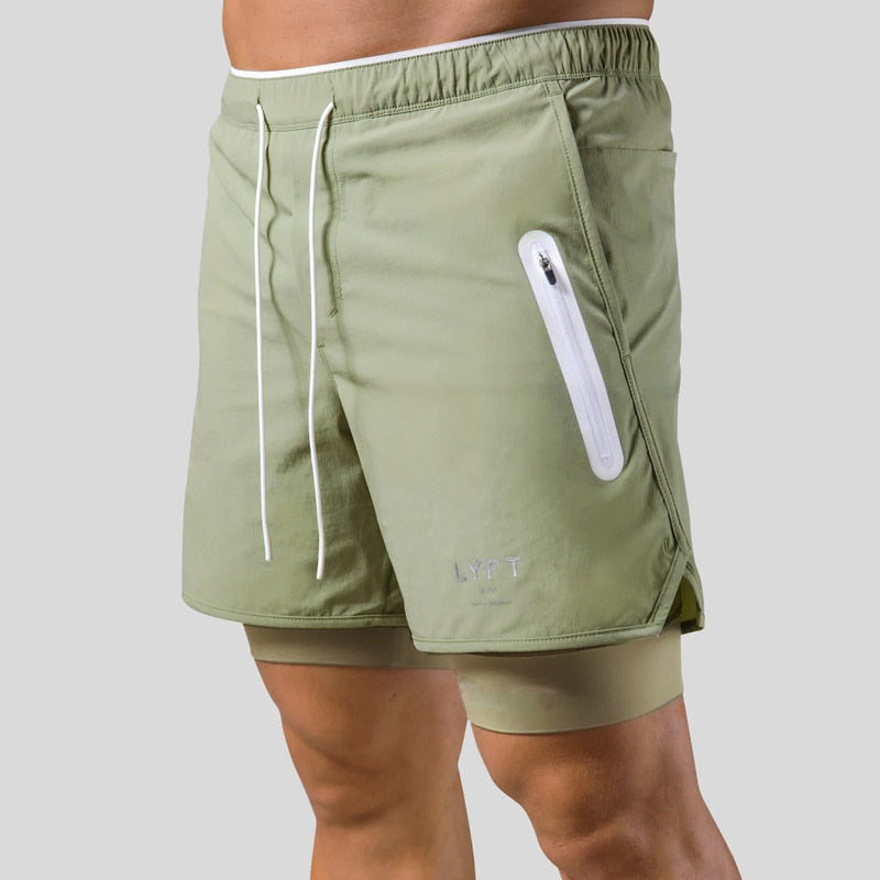 Short de sport à double couche pour homme