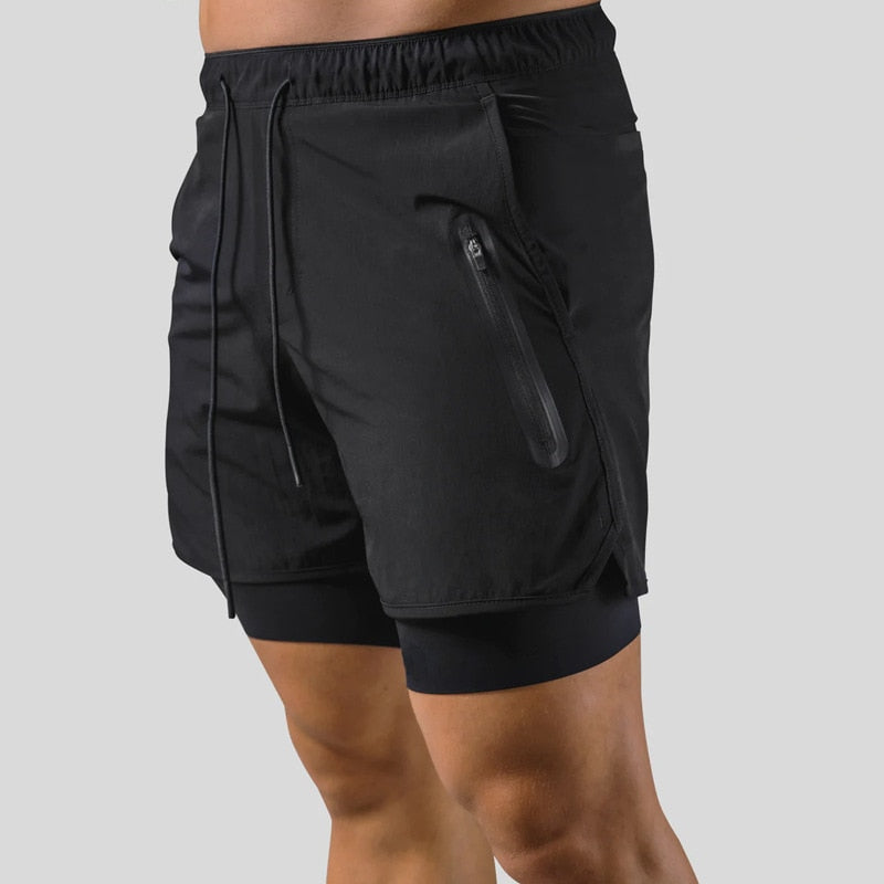 Short de sport à double couche pour homme
