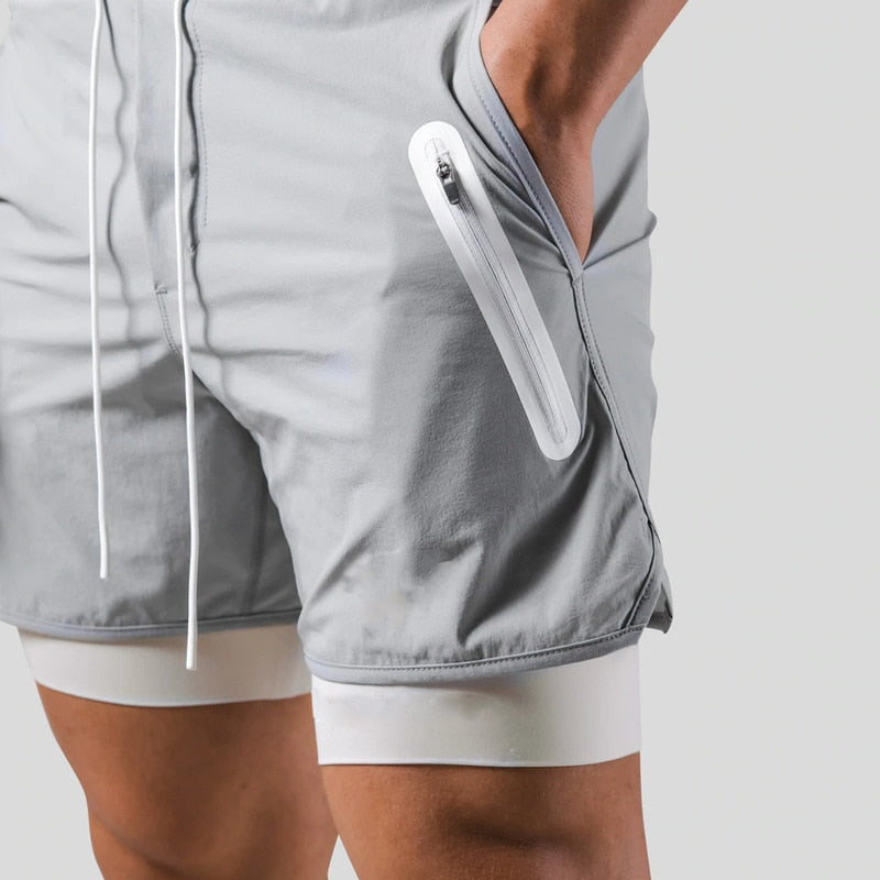 Short de sport à double couche pour homme