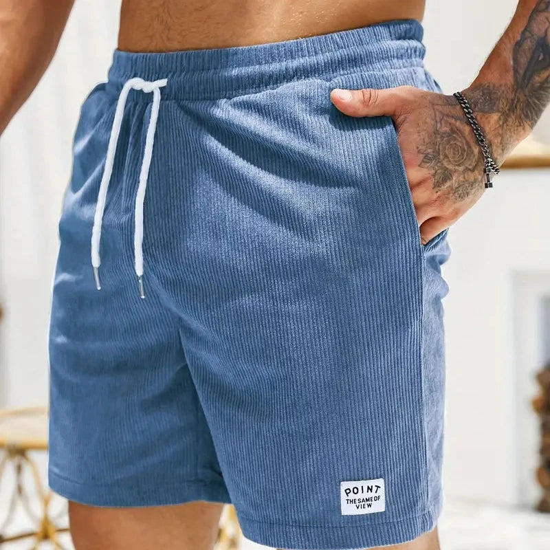 Short décontracté en velours côtelé pour homme - cordon de serrage, coupe ample