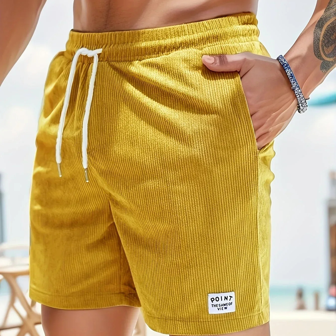 Short décontracté en velours côtelé pour homme - cordon de serrage, coupe ample
