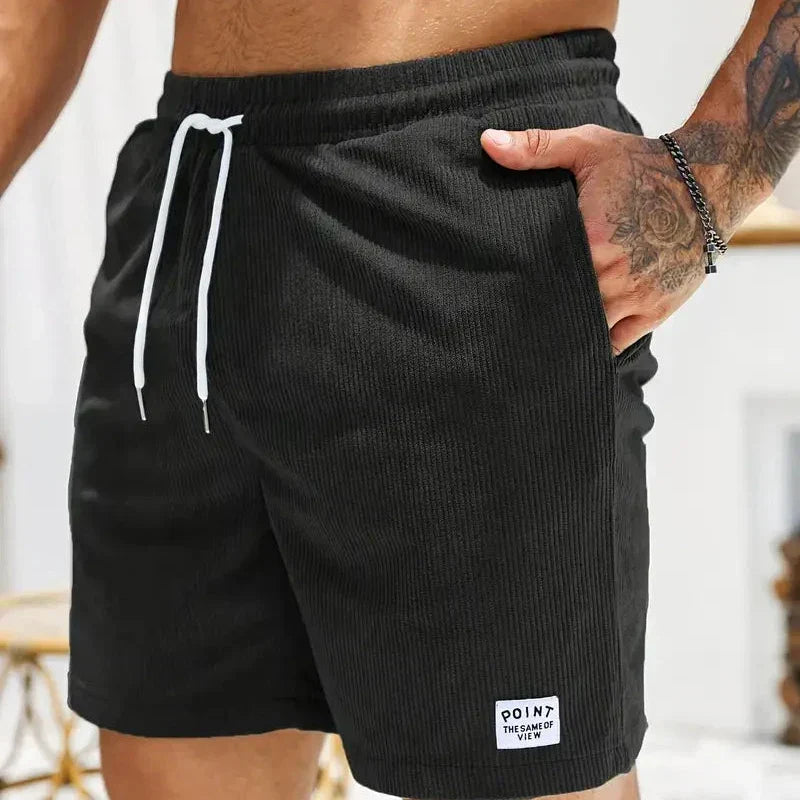Short décontracté en velours côtelé pour homme - cordon de serrage, coupe ample