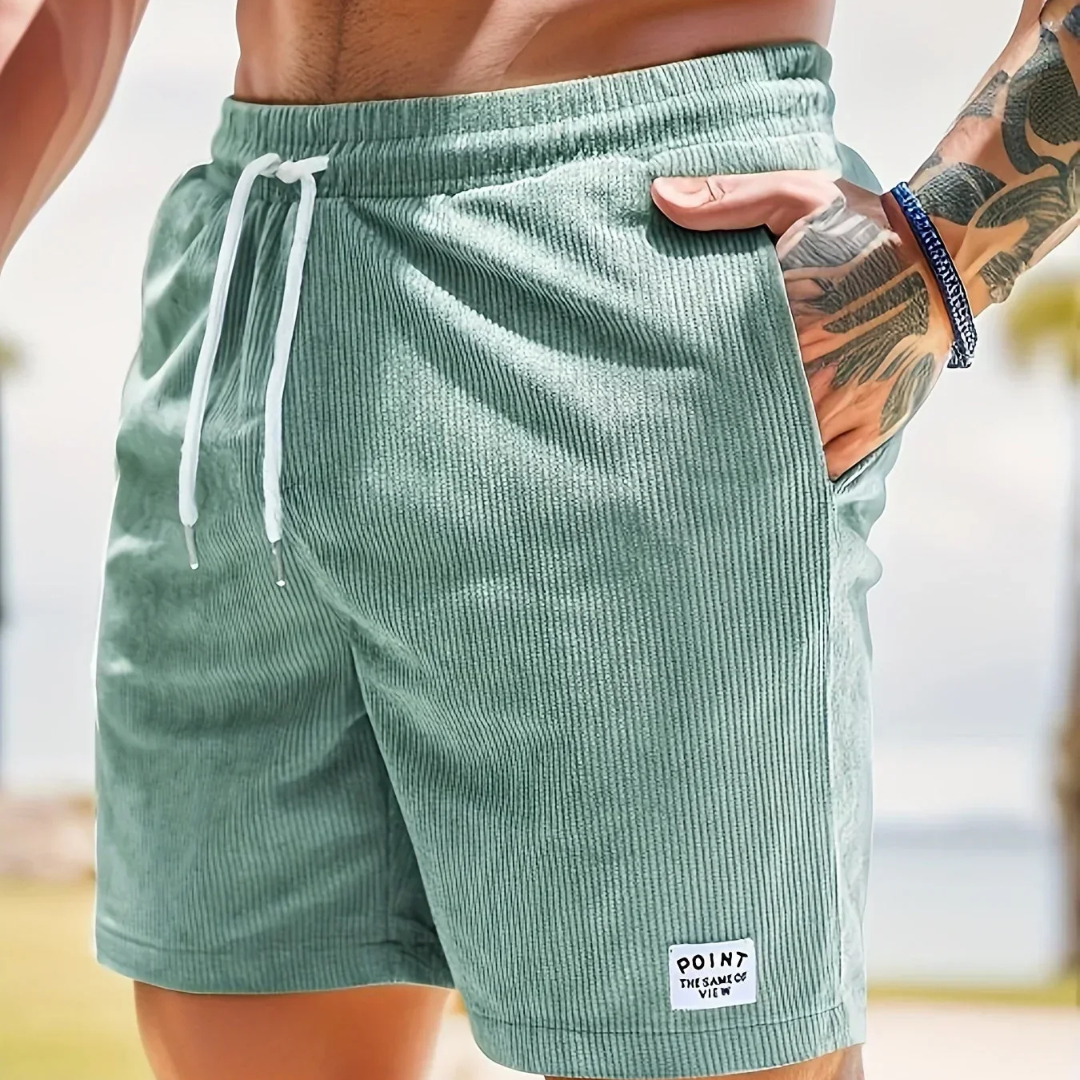 Short décontracté en velours côtelé pour homme - cordon de serrage, coupe ample