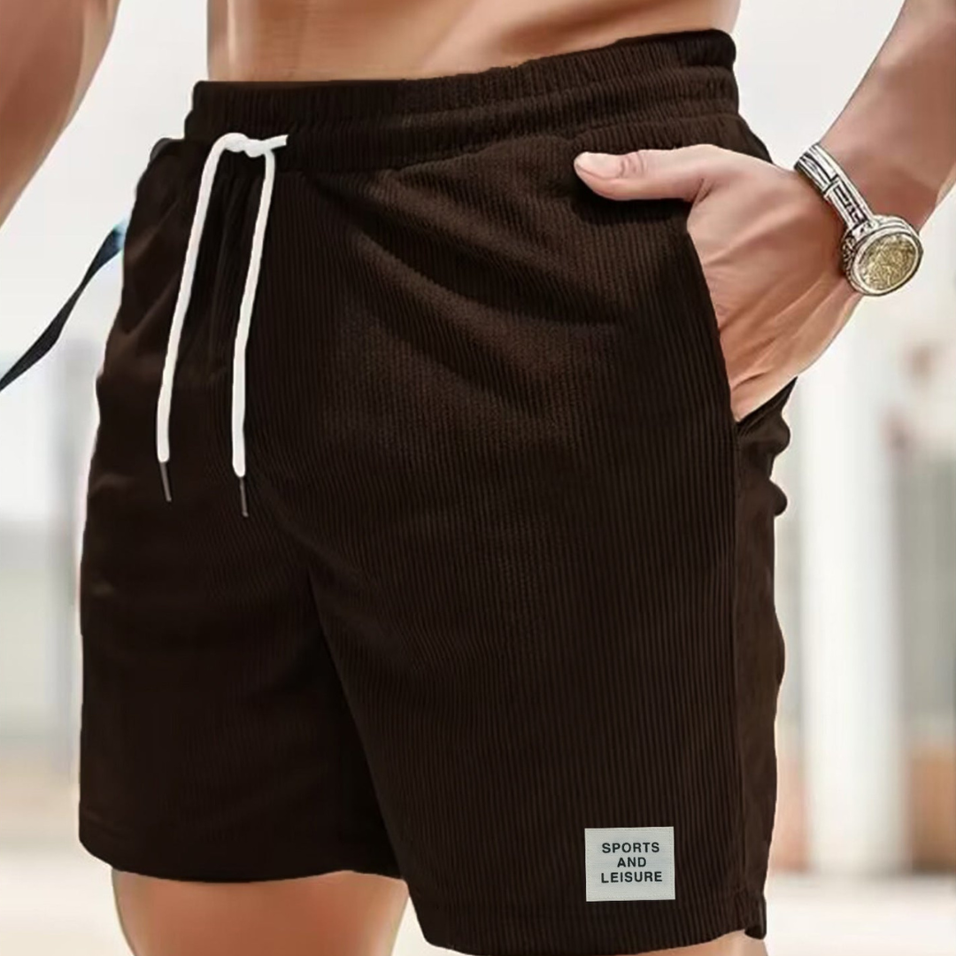 Short décontracté en velours côtelé pour homme - cordon de serrage, coupe ample