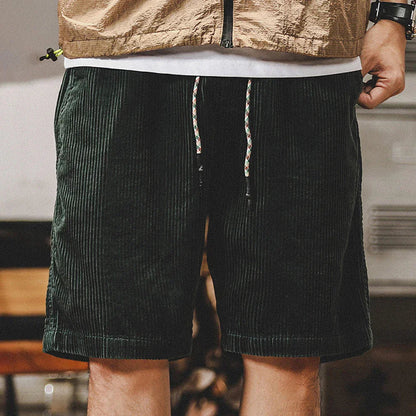 Short en velours côtelé à cordon de serrage pour homme