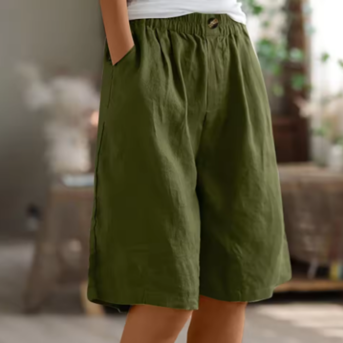 Shorts femme taille haute à jambes larges