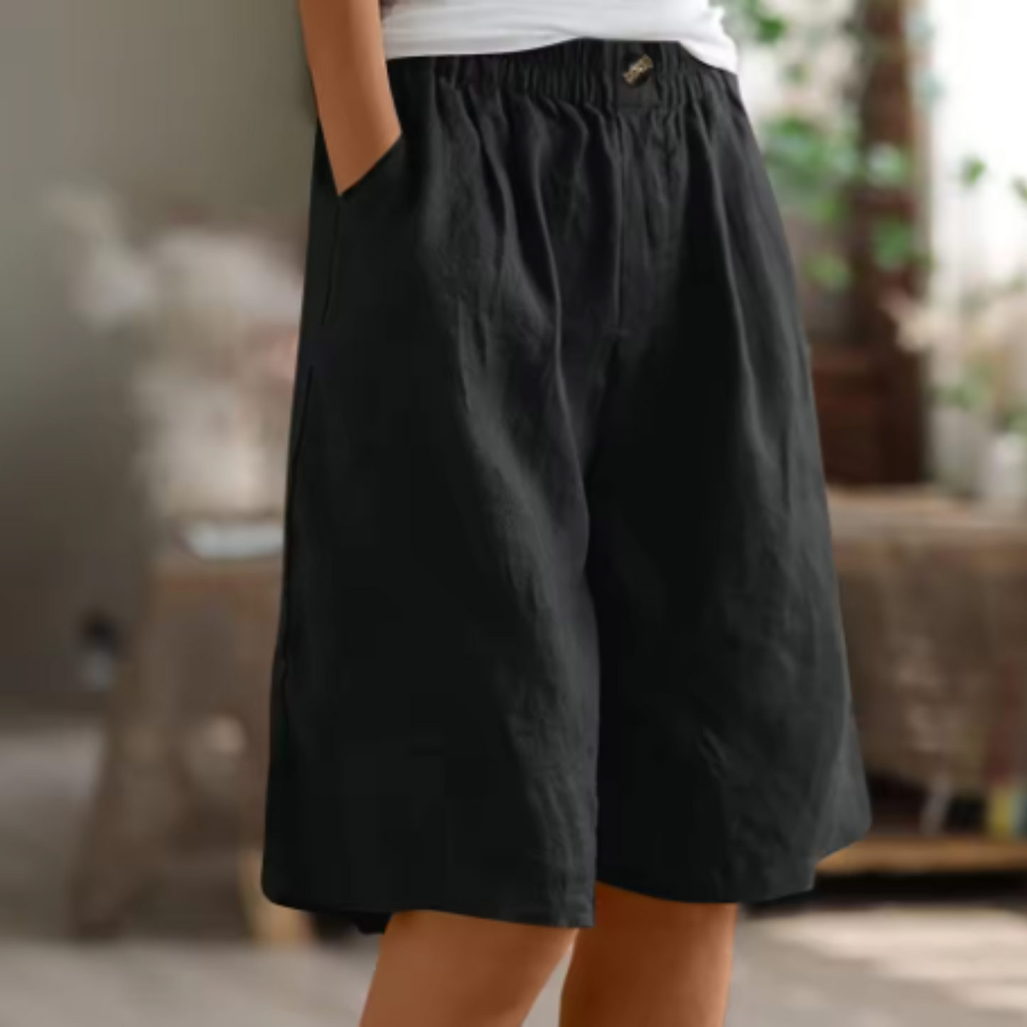 Shorts femme taille haute à jambes larges