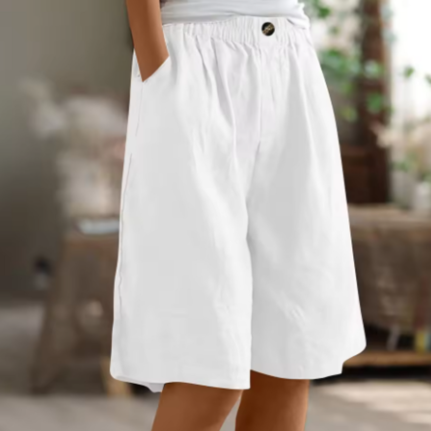 Shorts femme taille haute à jambes larges