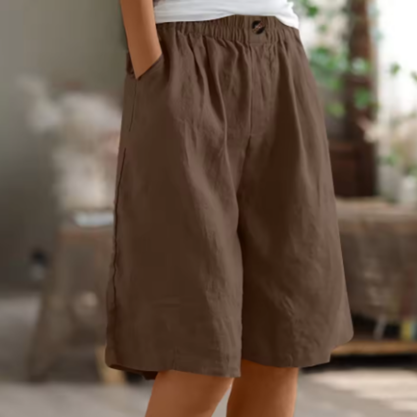 Shorts femme taille haute à jambes larges