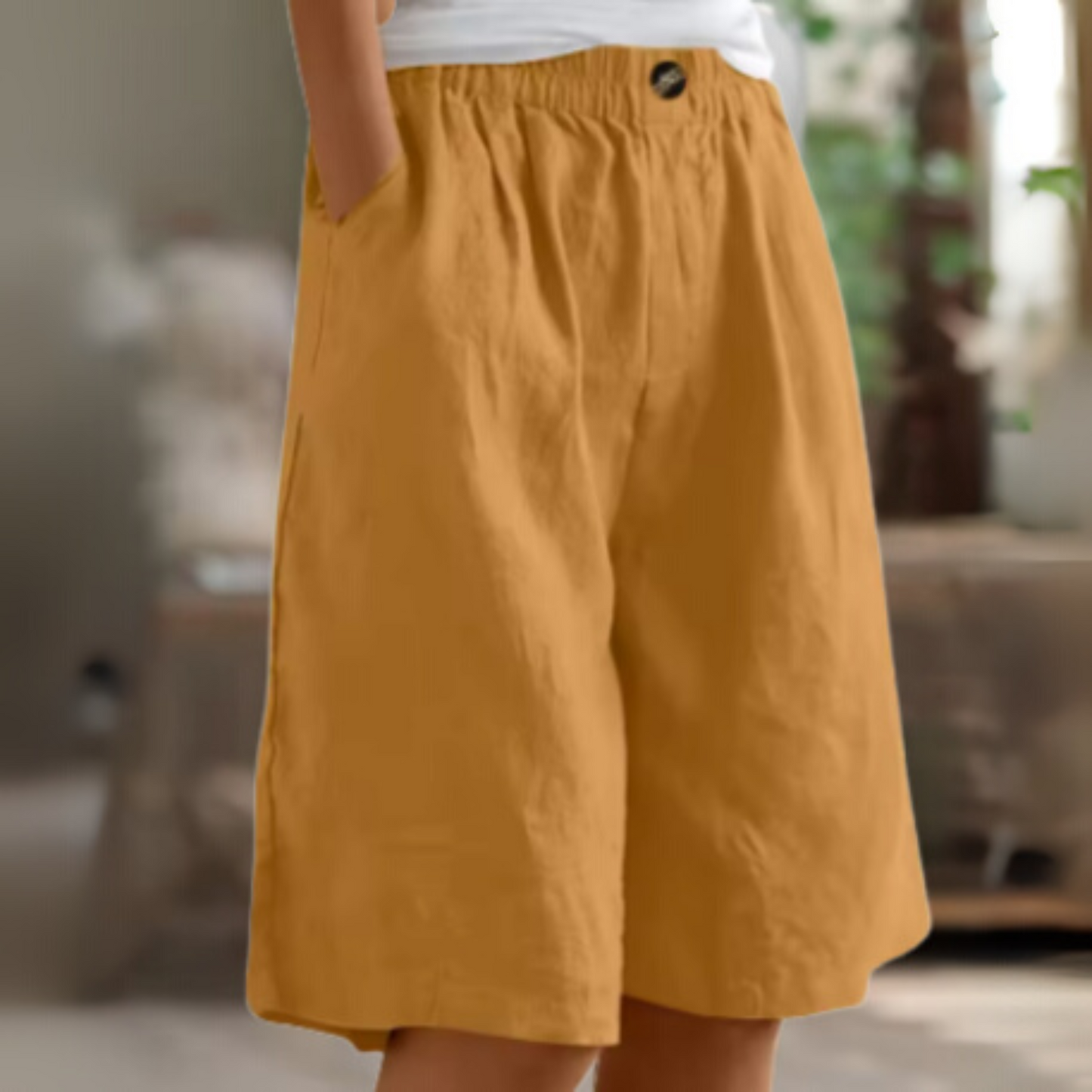 Shorts femme taille haute à jambes larges